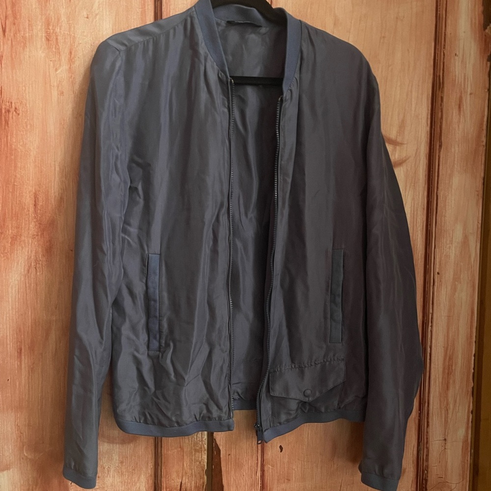 Women’s Blue silk bomber Jacket